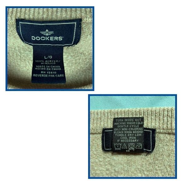 Docker's Men's Sweater Beige Knit‎ Style, Crewneck, Size Large - Picture 5 of 5